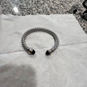 **SOLD**David Yurman 925 Silver & 14k
Gold 7mm Cable Classic Black
Onyx Bracelet